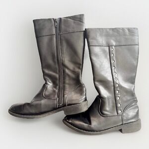 Sonoma Girls Black Riding‎ Boots Size 13M Studded Mid Calf Zip